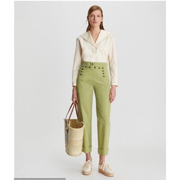 Tory Burch‎ Sailor Pants Wide Leg Green Size 2 - Picture 1 of 12